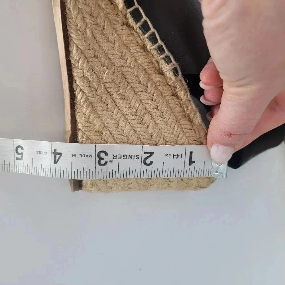 Celine Paris black leather zipper open tore ankle bootie wedge Espadrille 7